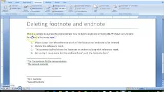 Deleting endnote  footnote in Word 2007 [upl. by Yusuk]