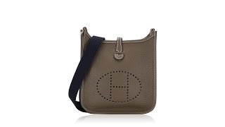 Hermes Taurillon Clemence Amazone Evelyne 16 TPM Etoupe Bleu Indigo [upl. by Marvin821]