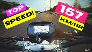 BMW G 310 R TOP SPEED TEST AKRAPOVIC EXHAUST  157 KmHr [upl. by Rosalinda]