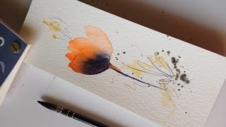 Colorful Abstract Watercolor Flower Bookmark Challenge Watch Day 3 Tutorial [upl. by Euqinor]