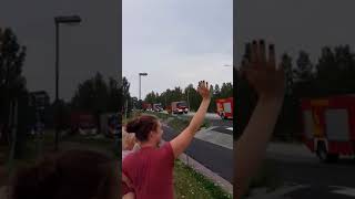 German firefighters return home after the violent forest fires in Sweden [upl. by Tybie]