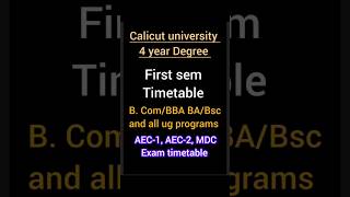 FYUGP 1st sem B ComBBA BABsc Exam timetable AEC 1AEC 2 MDC malayalistalks3518 [upl. by Sieracki]