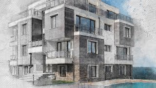 Architecture Sketch Photoshop Effect Tutorial [upl. by Hafinah440]