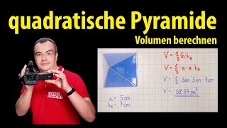 quadratische Pyramide  Volumen berechnen mit a und Hk  einfach erklärt von Lehrerschmidt [upl. by Omoj]