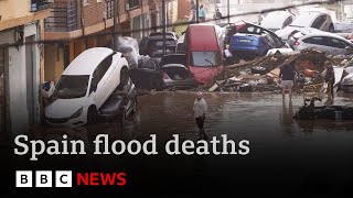 More flooding hits Spain as at least 217 people confirmed dead  BBC News [upl. by Cirded]