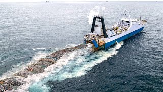 Life On Fishing Midwater Trawl Vessel  Unbelievable hundreds of tons Fish are caught by large nets [upl. by Nanaek]