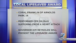 Arnolds Park Woman Receives Local Lifesaver Award [upl. by Ulick]