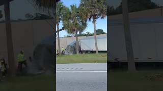 Semitruck accident into sound barrier on I95 in Fort Lauderdale Florida [upl. by Nytsuj]