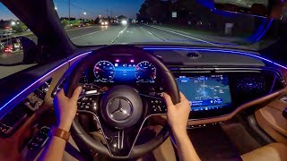 2024 MercedesBenz E450 4MATIC  POV Night Drive Binaural Audio [upl. by Salina]