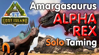 ARK Tame AMARGASAURUS SOLO With An ALPHA REX Step By Step ARK [upl. by Naashom]