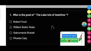 Who is the poet of quotThe Lake Isle of Innisfreequot [upl. by Nhoj]