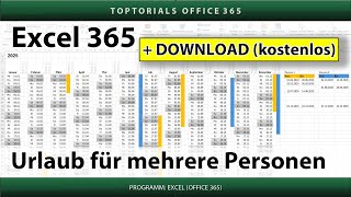 Urlaub für mehrere Personen im Kalender farbig markieren  Excel 365 Tutorial [upl. by Raveaux]