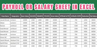 How to make salary sheet  Payroll or Payslip in excel 2016 [upl. by Oidualc]