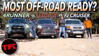 Toyotas BEST OffRoad SUV Is Toyota 4Runner TRD Pro vs FJ Cruiser vs Lexus GX Shootout [upl. by Nereen]