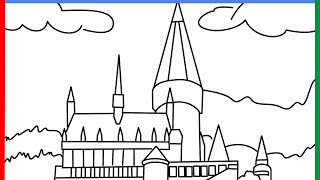 How to draw hogwarts from harry potter [upl. by Konstantine]