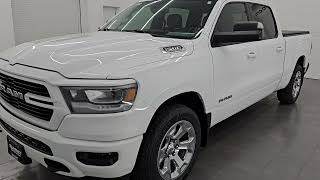 2019 RAM 1500 CREW LONG BIG HORN LEVEL 2 SPORT HEMI BRIGHT WHITE 4K WALKAROUND 14712ZA [upl. by Halsey]