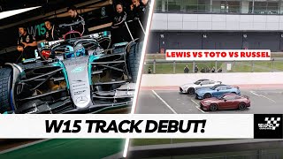 Mercedes W15 First Track Debut in Silverstone  Lewis George and Toto Wolff Racing Again each other [upl. by Agn]