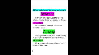 Difference between among and between  difference [upl. by Godber]