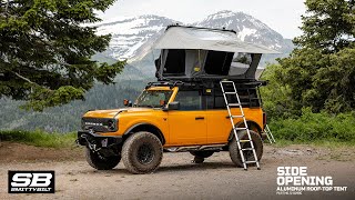 SmittyBilt  Side Opening Aluminum Roof Top Tent  B2985 [upl. by Nikola]