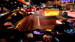 City Night Scene NIGHT RIDE  YAMAHA MT07 AKRAPOVIC POV 4K [upl. by Tut]