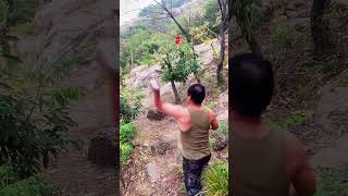 The performance of stone throwing skills of mountain master 123 [upl. by Eanram]