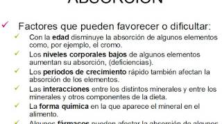 Los minerales Digestión absorción excreción metabolismo y efectos fisiopatológicos [upl. by Flan]