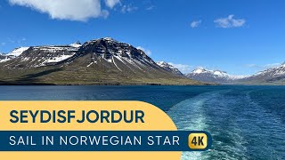 Sailing Into Seydisfjordur Iceland on Norwegian Star  Aft Balcony View June 2024 [upl. by Rose]