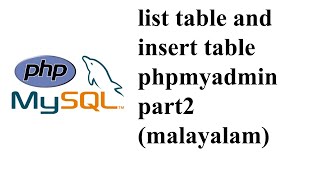 mysql  list table and insert table  phpmyadmin part2malayalam [upl. by Amekahs]