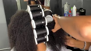 HOW TO ROLLER SET NATURAL HAIR  FULL BOUNCY AND BEAUTIFUL SILK HAIR [upl. by Ahsilrac]