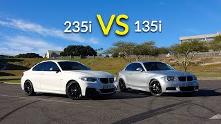 2015 BMW 235i vs 2009 BMW 135i  Drag Race [upl. by Arsi709]