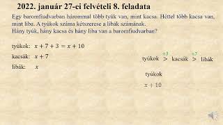 Szöveges felvételi feladatok 28 8 o – „Tyúkok kacsák és libák”  2022 január 27 8 feladat [upl. by Nereus]