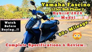 🔥Yamaha Fascino 125cc BS6 Phase 2 Hybrid 2024 Model  Full Specifications amp Review PrabaSpec Tamil [upl. by Madora]