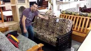 How to open and close a front loading futon frame [upl. by Shirlee44]