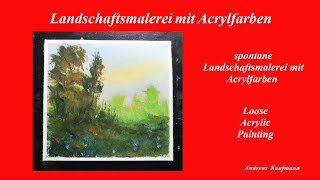 Landschaftsmalerei mit Acrylfarben auf Makulaturtapete 80g  geeignet für Anfänger [upl. by Cavallaro]