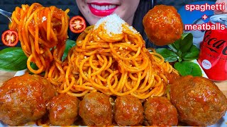 ASMR TOMATO SPAGHETTI  PARMESAN CHEESE  MEATBALLS MUKBANG MASSIVE Eating Sounds [upl. by Vita]