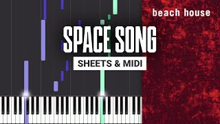 Space Song  Beach House  Piano Tutorial  Sheet Music amp MIDI [upl. by Nesilla822]