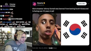 xQc Reacts to Johnny Somali Banned from Leaving South Korea amp Facing 10 Years in Jail [upl. by Pell]