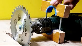 How to make a table saw from a drill in an easy way [upl. by Berglund446]