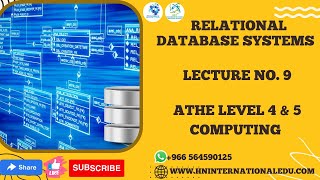 Relational Database Systems Lecture No 09 ATHE Level 4 amp 5 Computing [upl. by Jone]