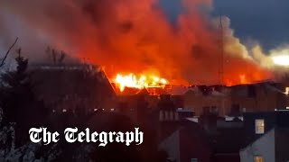 Fire tears through Met Police station in east London [upl. by Leahcir]