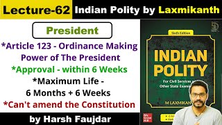 L62 Article 123  Ordinance Making Power of President  Polity by Laxmikanth [upl. by Eus]