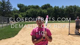 DeMarini CFX Hope Fastpitch Bat 10oz 2018 Closeoutbatscom [upl. by Ansaev90]