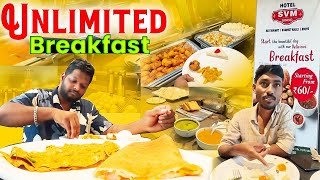 UNLIMITED Breakfast Buffet in SVM Grand Hotel  Hyderabad Best Breakfast Spot  KirraKiran [upl. by Busiek75]