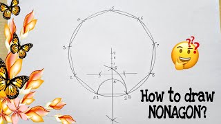 How to draw Nonagon  Geometric Drawing [upl. by Nolyag]