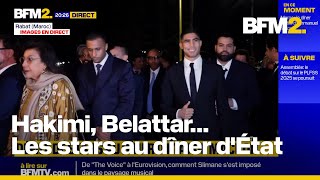 Hakimi Belattar Darmon  des stars en pagaille au dîner dÉtat de Macron [upl. by Larrad]