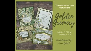 Christmas in July Four beautiful cards featuring the Golden Greenery bundle from Stampin Up [upl. by Yenterb]