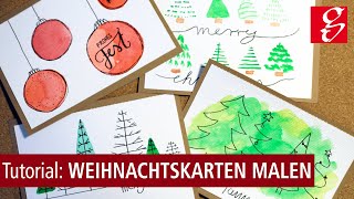 Weihnachtstutorial Diverse Weihnachtskarten malen [upl. by Anirhtak199]