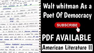 Walt Whitman As A Poet Of Democracy [upl. by Averyl650]