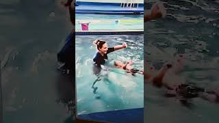 MY 6 MONTH BABY LEARNS HOW TO SWIM subscribe [upl. by Valentijn674]