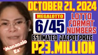 Rudy Baldwin Lotto NumbersLotto Format NumbersMega Lotto 645October 2024 [upl. by Iegres]